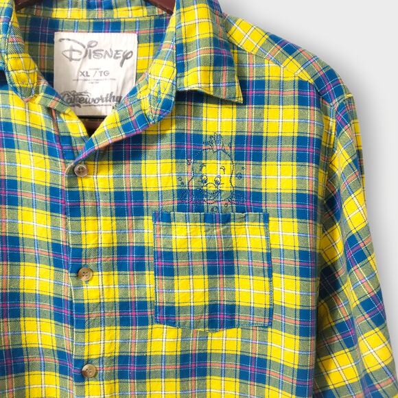 SOLDDisney Cakeworthy Yellow Flannel Shirt Flounder "Guppy" Little Mermaid Sz XL - Picture 4 of 12